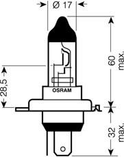 Halogenlampa  OSRAM ORIGINAL SPECIAL H4 P43t, Fram Osram 94193 OSRAM