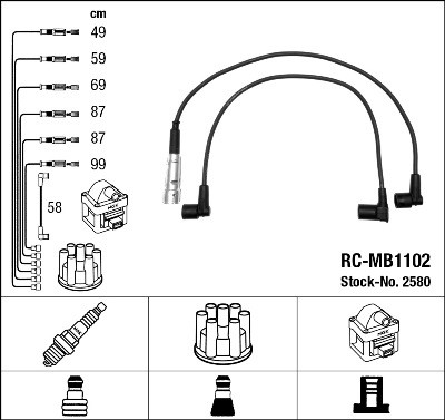 Tändkabelsats Ngk 2580 NGK Tändkabelsats Ngk 2580 NGK