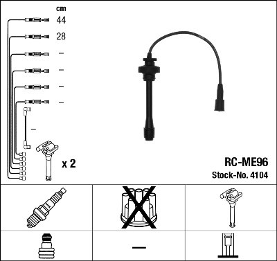 Tändkabelsats, Cylinder 1 Ngk 4104 NGK