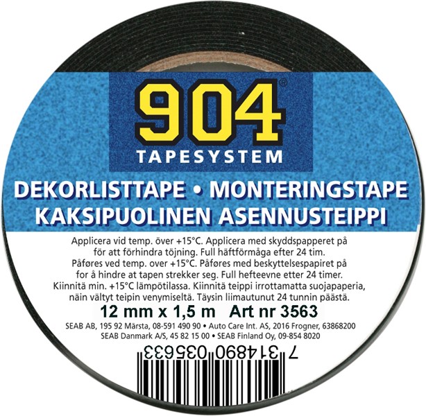 Dekorlisttape 12 mm x 1,5 m, Universal