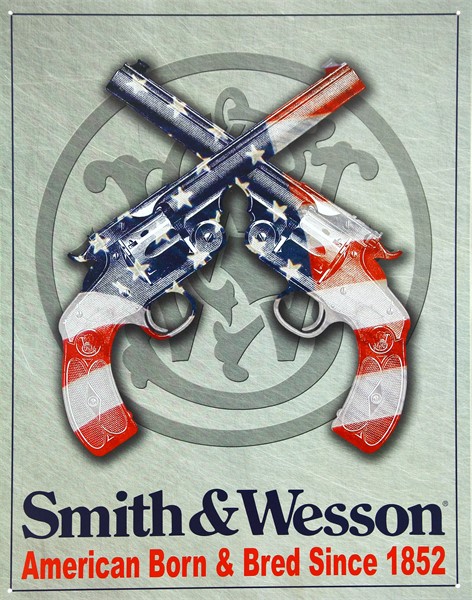 Plåtskylt/s&w -american born, Universal