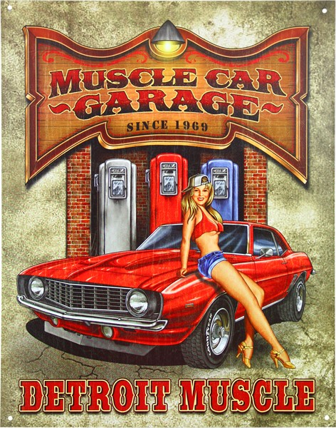 Plåtskylt/muscle Car Garage, Universal