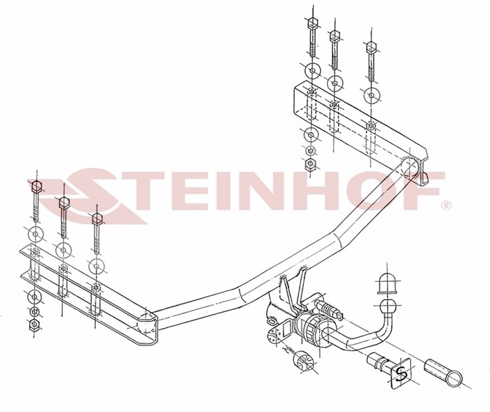 Dragkrok, Avtagbar Steinhof V-116 - skoda superb i, vw passat b5, passat b5 variant, passat b5.5, passat b5.5 variant