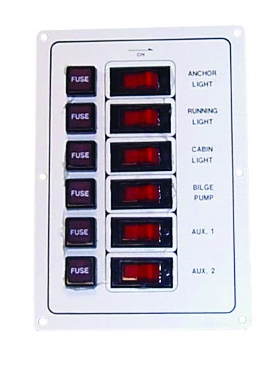 Kompl. panel med 6 brytare