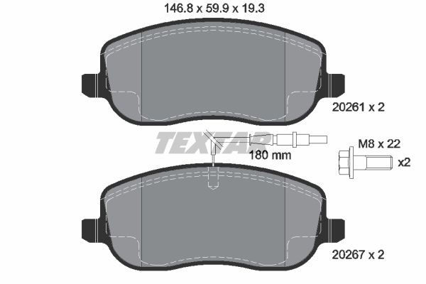 Bromsbeläggsats, Framaxel Textar Q+ 2026101 TEXTAR