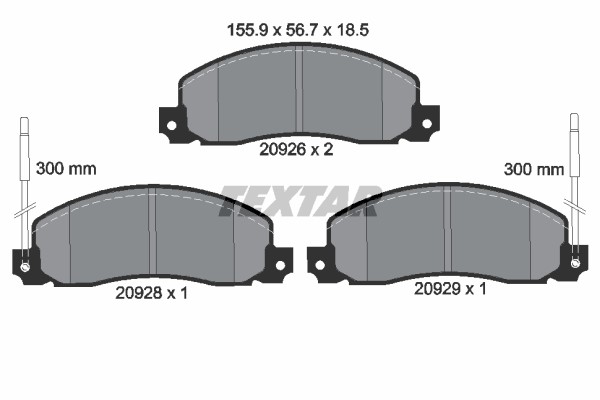 Bromsbeläggsats, Framaxel Textar 2092602 TEXTAR