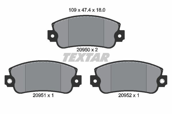 Bromsbeläggsats, Framaxel Textar 2095006 TEXTAR