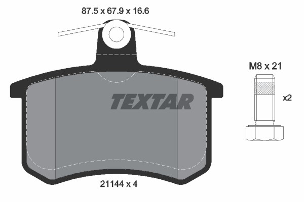 Bromsbeläggsats, Bakaxel Textar Q+ 2114401 TEXTAR