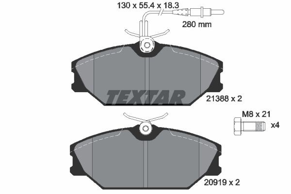Bromsbeläggsats, Framaxel Textar 2138802 TEXTAR