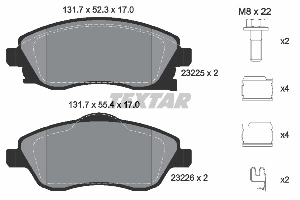 Bromsbeläggsats, Framaxel Textar Q+ 2322501 TEXTAR