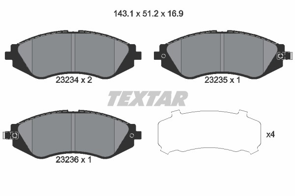 Bromsbeläggsats, Framaxel Textar 2323401 TEXTAR