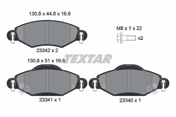 Bromsbeläggsats, Framaxel Textar 2334001 TEXTAR
