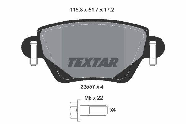 Bromsbeläggsats, Bakaxel Textar Q+ 2355701 TEXTAR