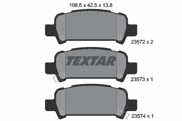 Bromsbeläggsats, Bakaxel Textar 2357202 TEXTAR