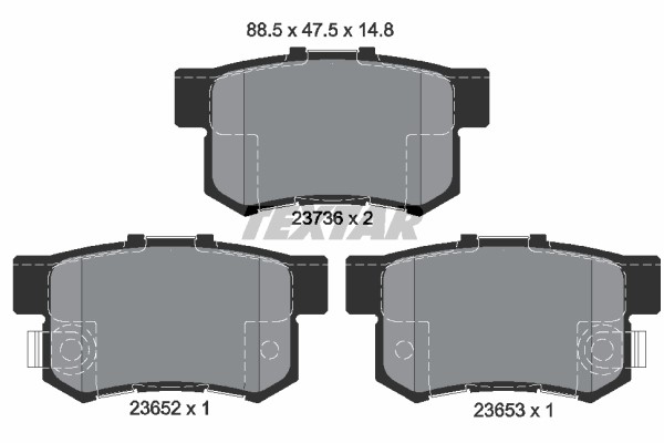 Bromsbeläggsats, Bakaxel Textar Q+ 2365201 TEXTAR