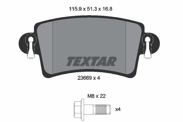 Bromsbeläggsats, Bakaxel Textar 2366901 TEXTAR