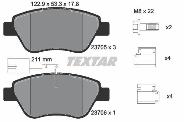 Bromsbeläggsats, Framaxel Textar Q+ 2370502 TEXTAR
