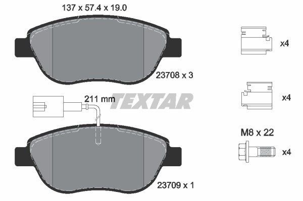 Bromsbeläggsats, Framaxel Textar Q+ 2370802 TEXTAR