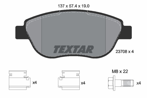 Bromsbeläggsats Ventilerad, Framaxel Textar Q+ 2370803 TEXTAR