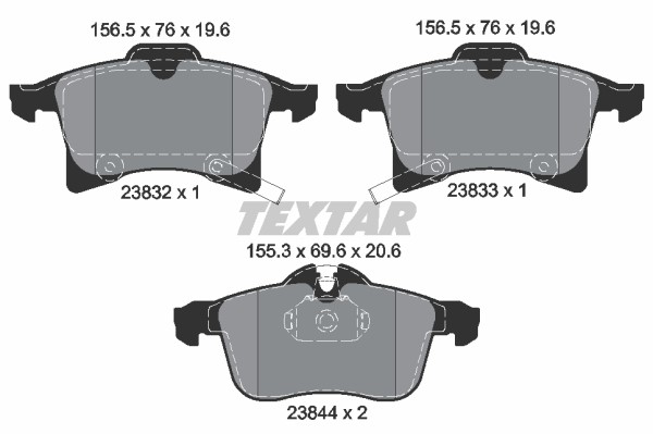 Bromsbeläggsats, Framaxel Textar Q+ 2383201 TEXTAR