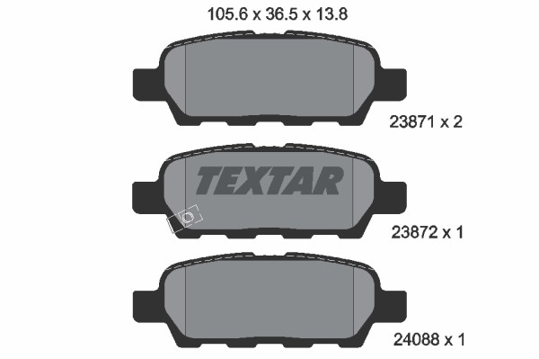Bromsbeläggsats, Bakaxel Textar 2387101 TEXTAR