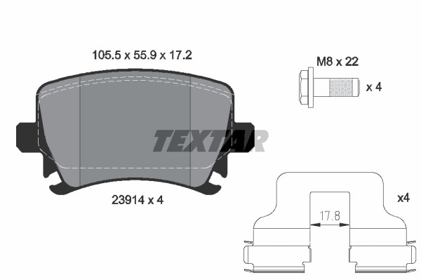Bromsbeläggsats, Bakaxel Textar Q+ 2391401 TEXTAR