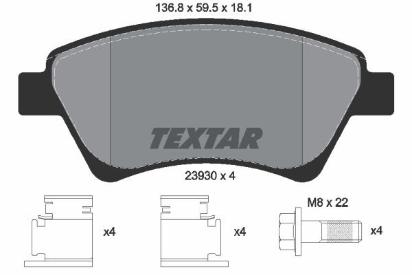 Bromsbeläggsats, Framaxel Textar Q+ 2393001 TEXTAR