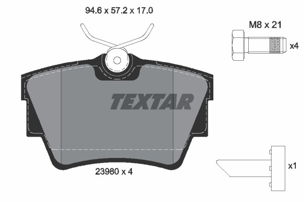Bromsbeläggsats, Bakaxel Textar Q+ 2398001 TEXTAR