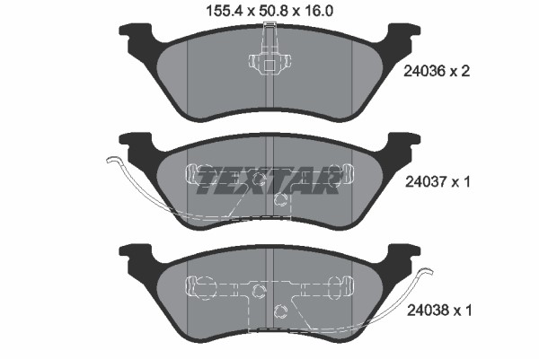 Bromsbeläggsats, Bakaxel Textar 2403601 TEXTAR