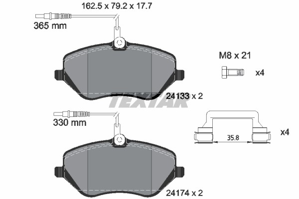 Bromsbeläggsats, Framaxel Textar Q+ 2413301 TEXTAR