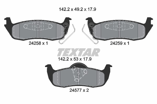 Bromsbeläggsats, Bakaxel Textar Q+ 2425801 TEXTAR