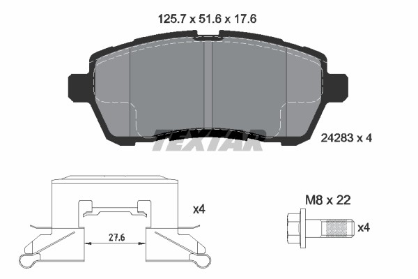 Bromsbeläggsats, Framaxel Textar 2428302 TEXTAR
