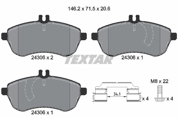 Bromsbeläggsats, Framaxel Textar Q+ 2430601 TEXTAR
