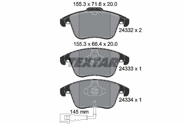 Bromsbeläggsats, Framaxel Textar Q+ 2433301 TEXTAR