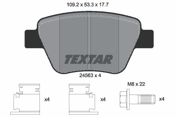 Bromsbeläggsats, Bakaxel Textar Q+ 2456301 TEXTAR