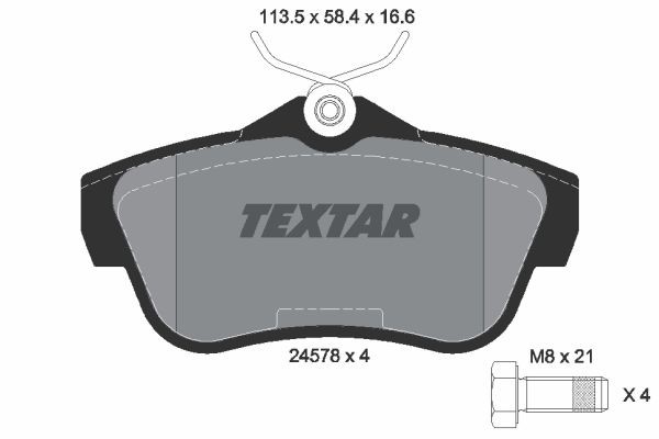 Bromsbeläggsats, Bakaxel Textar Q+ 2457801 TEXTAR