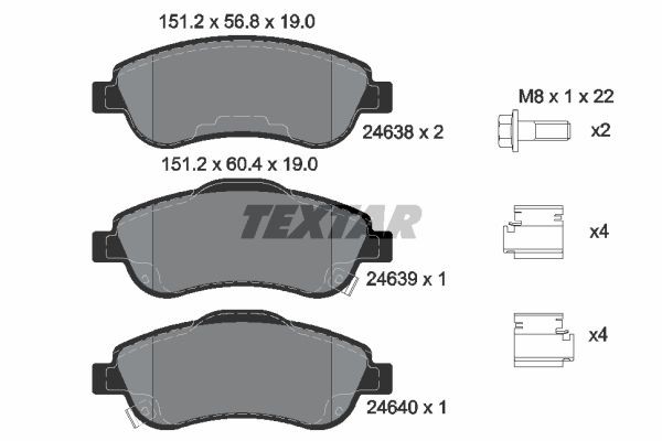 Bromsbeläggsats, Framaxel Textar Q+ 2463801 TEXTAR