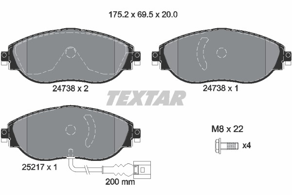 Bromsbeläggsats, Framaxel Textar Q+ 2473801 TEXTAR