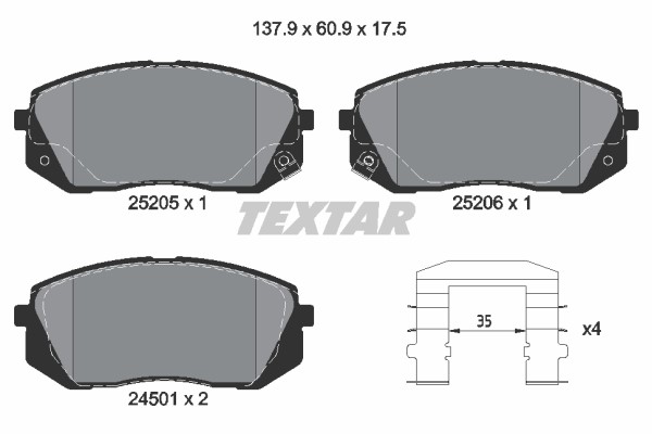 Bromsbeläggsats, Framaxel Textar Q+ 2520501 TEXTAR