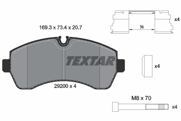 Bromsbeläggsats, Framaxel Textar Q+ 2920002 TEXTAR