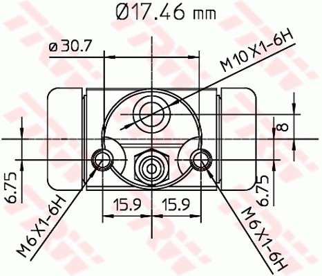 Hjulcylinder, Bakaxel, Höger, Vänster Trw BWA130 TRW Hjulcylinder, Bakaxel, Höger, Vänster Trw BWA130 TRW