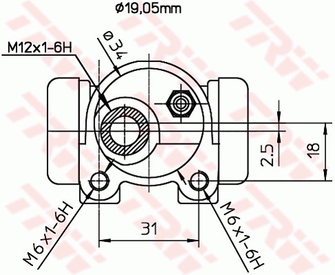 Hjulcylinder, Bakaxel, Bakaxel höger, Höger Trw BWD124 TRW