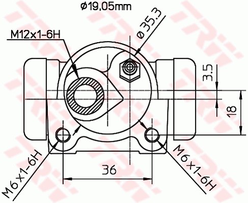 Hjulcylinder, Bakaxel, Bakaxel vänster, Vänster Trw BWD300 TRW Hjulcylinder, Bakaxel, Bakaxel vänster, Vänster Trw BWD300 TRW