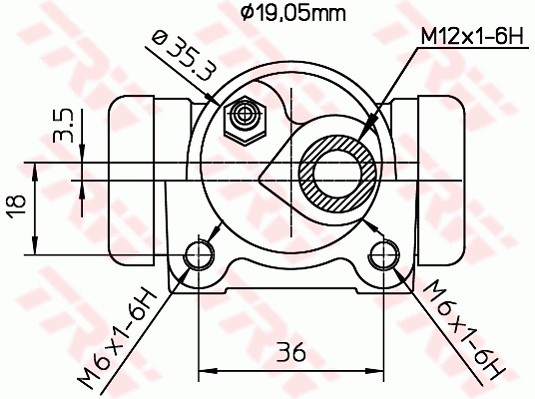 Hjulcylinder, Bakaxel, Bakaxel höger, Höger Trw BWD301 TRW Hjulcylinder, Bakaxel, Bakaxel höger, Höger Trw BWD301 TRW
