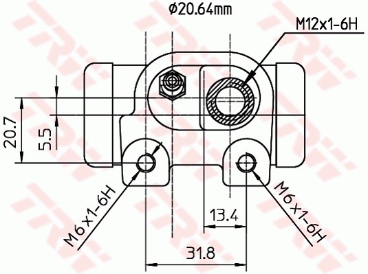 Hjulcylinder, Bakaxel, Bak, Bakaxel höger, Höger, Mellan motorbro TRW