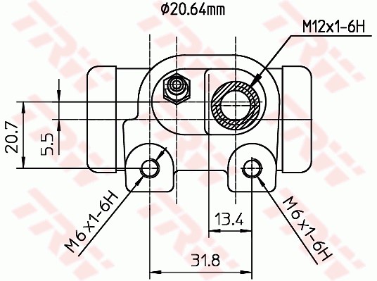 Hjulcylinder, Bakaxel, Bakaxel vänster, Vänster, Höger Trw BWF128 TRW