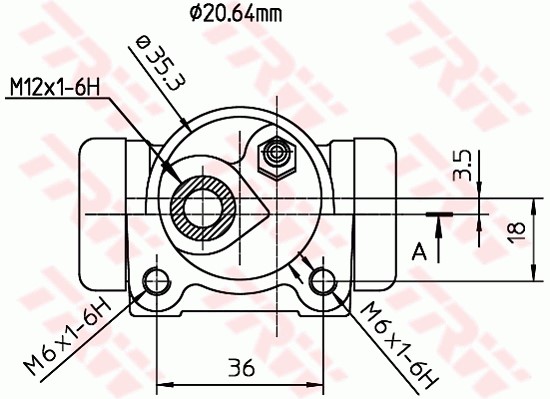 Hjulcylinder, Bakaxel, Vänster Trw BWF170 TRW
