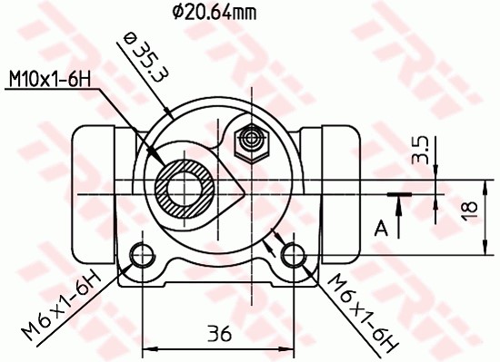 Hjulcylinder, Bakaxel, Vänster Trw BWF297 TRW