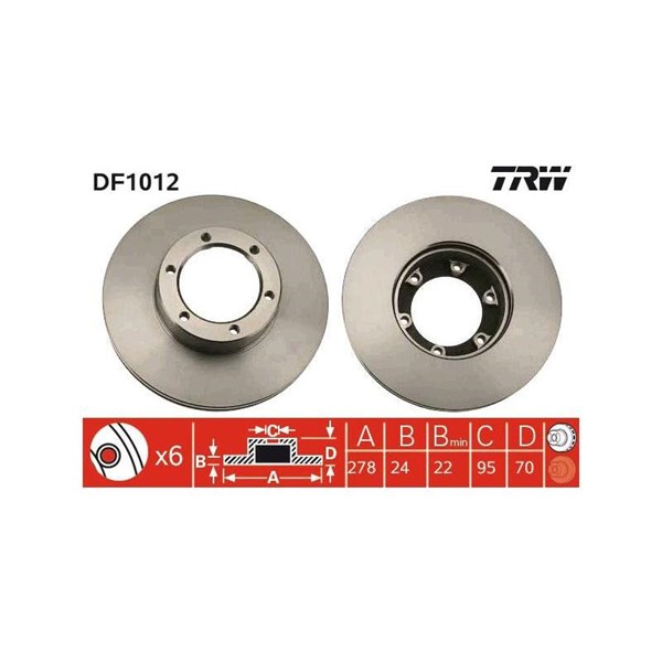 Bromsskiva Ventilerad Trw DF1012 TRW