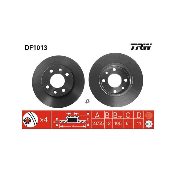 Bromsskiva Solid, Framaxel Trw DF1013 TRW